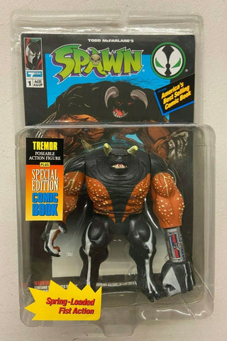 McFarlane Toys Spawn Series 1 Tremor Action Figure with Comic Book 1994 Orange