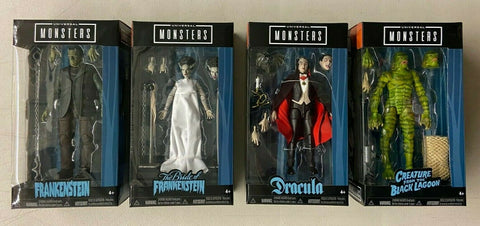 Universal Monsters Frankenstein / Bride / Dracula / Creature 6" Figures Set of 4