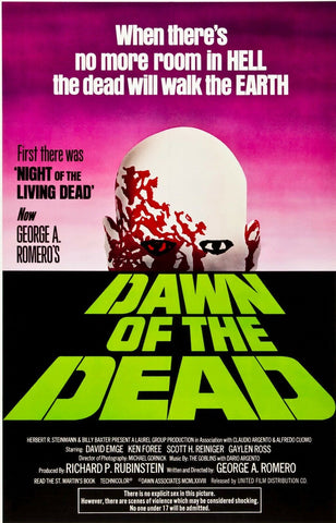 DAWN OF THE DEAD Movie Poster Horror Zombies